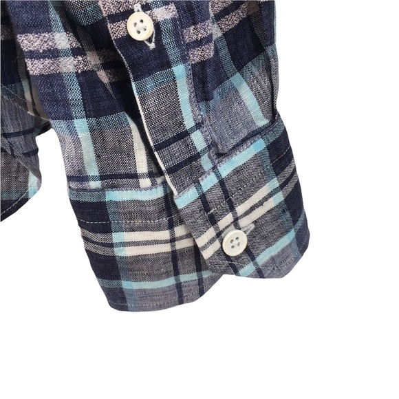 Culturata Blue/Pink/White Tailored Fit Linen Button Up Shirt - Size S - 15/38 - Picture 8 of 14